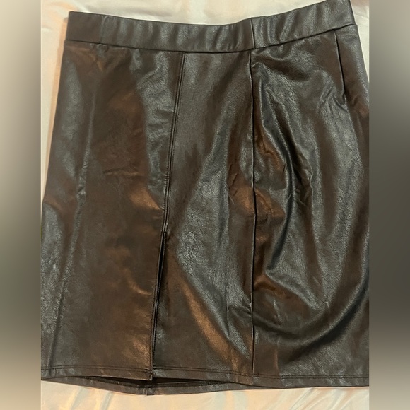 naked wardrobe Dresses & Skirts - Naked Wardrobe Black Vegan Leather Mini Skirt w/ Slit Size M NWOT